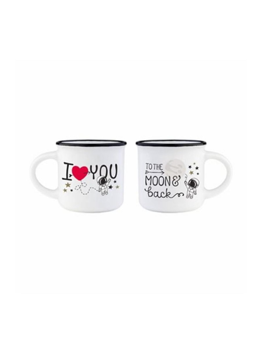 Click Cafe Tazzine Da Caffe E Tazze Mug | Set 2 Tazzine Caffe To The Moon & Back Bon China