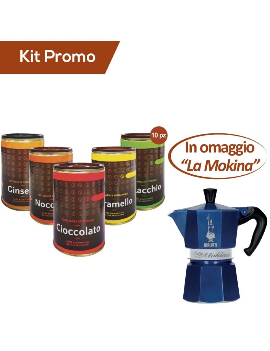 Click Cafe Macchine Moka Per Caffe Macinato | Box 10 Barattoli Caffe Macinato Mix+ In Omaggio "La Mokina" Bialetti