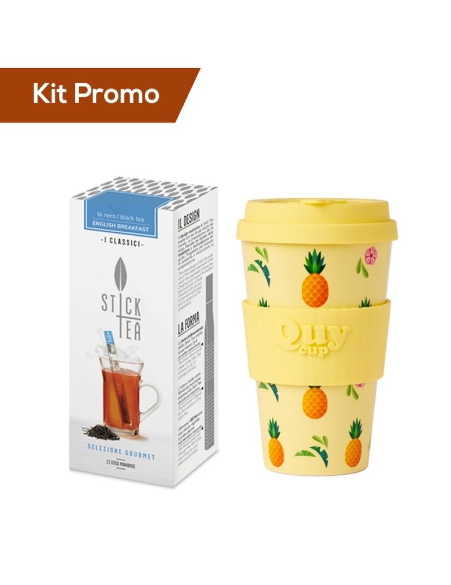 Click Cafe Stick Tea Selezione Gourmet | Kit Stick Tea Te English Breakfast Con Quy Cup 400 Ml