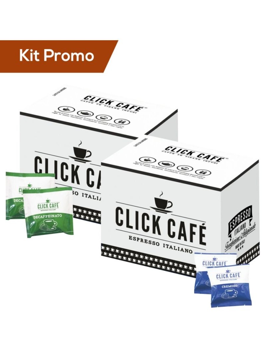 Click Cafe Cialde Caffe | Box 200 Cialde In Carta Filtro Miscela Cremoso E Miscela Decaffeinato