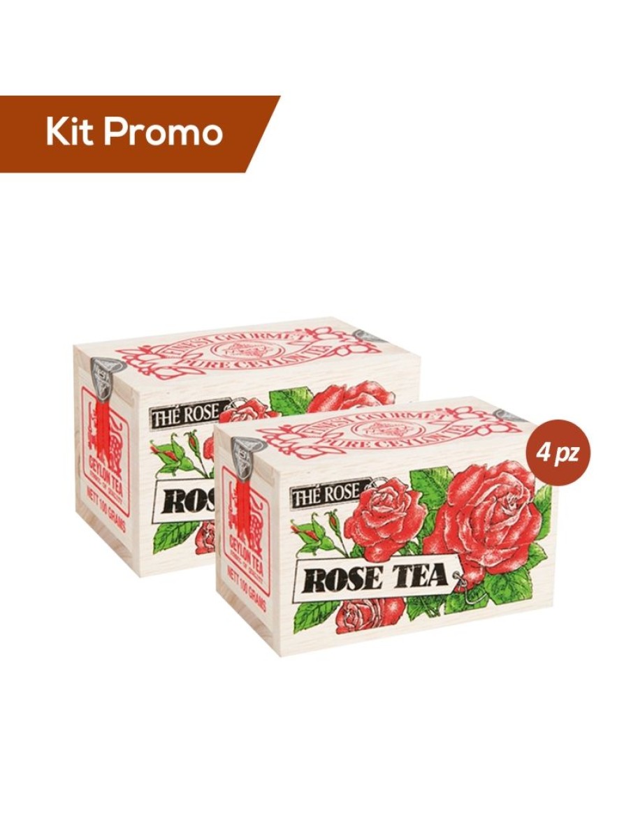 Click Cafe Te E Tisane Regina Di Fiori E Mlesna | Kit 4 Astucci In Legno Te Alla Rosa