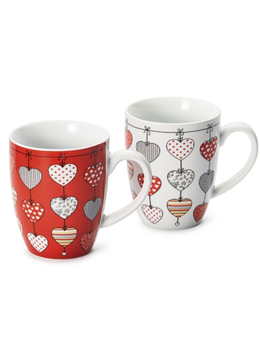 Click Cafe Tazzine Da Caffe E Tazze Mug | Mug Cuori 0.25Lt Fondo Rosso E Fondo Bianco